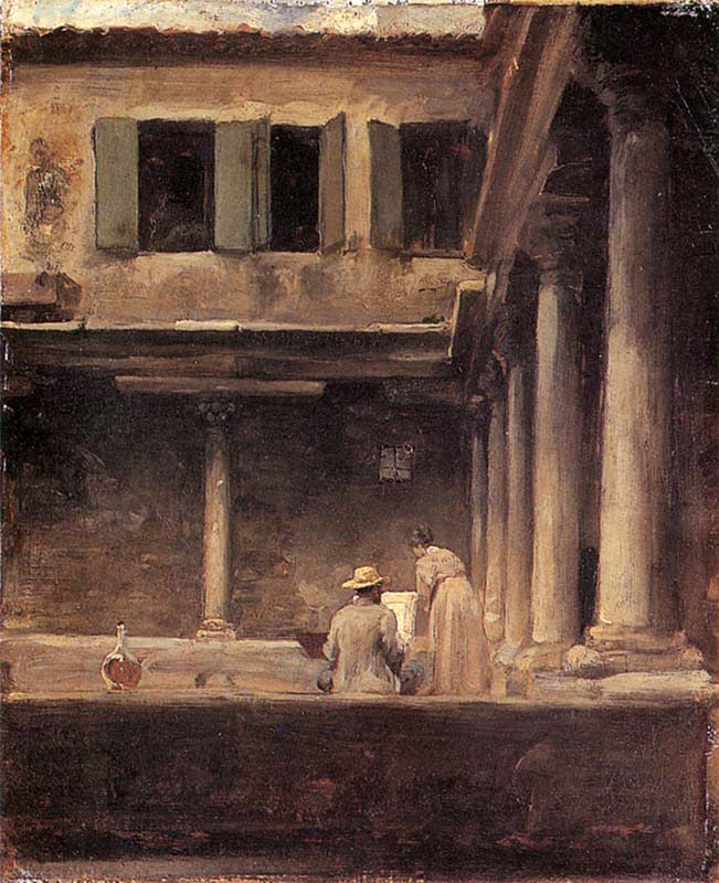 Actaea-An Artist Sketching in the Cloister of Saint Gregorio-Venice